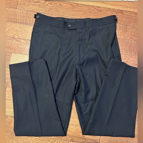 Elegant Black Pinstripe Men's Italian Suit Vitale Barberis Canonico Super 110 - Picture 9 of 12